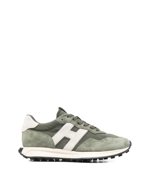 Hogan White Muted Sneakers With Silk for men