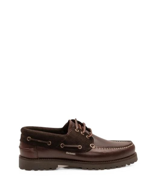 Barbour Brown Re-Engineered Deck Leather Boat Shoes for men