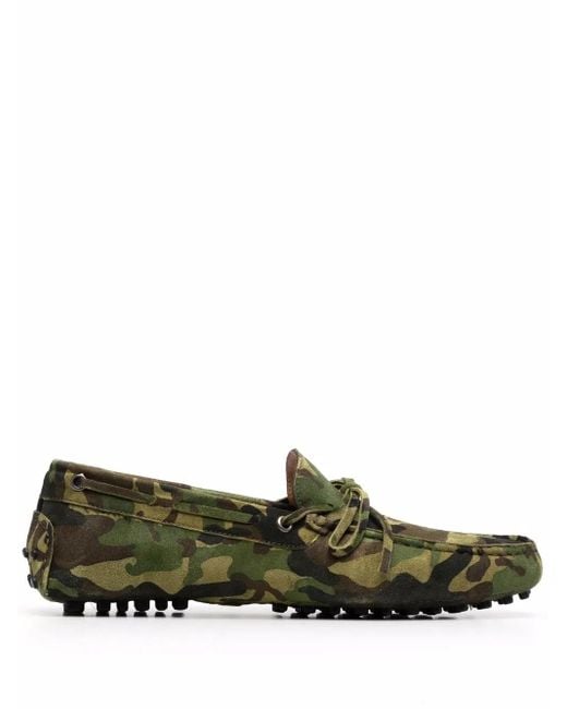 Scarosso Green James Camouflage-Print Loafers for men