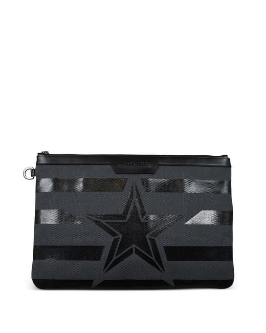 Jimmy Choo Black Stripes Star Clutch Bag for men