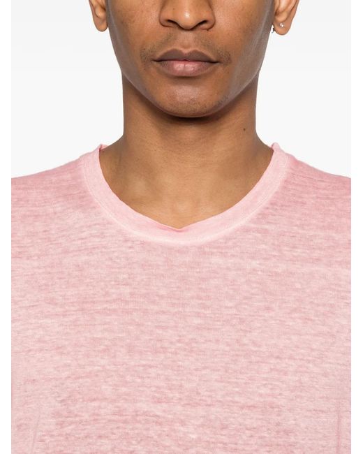 120% Lino Pink Round-Neck T-Shirt for men