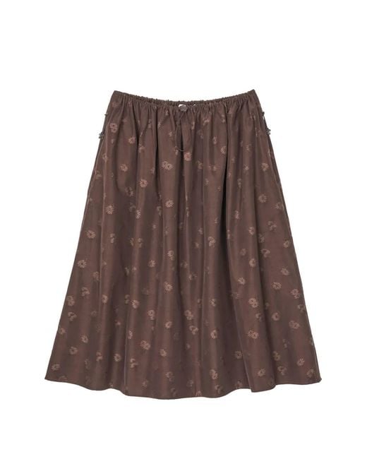 CECILIE BAHNSEN Brown Fiella Ditsy-Bellis-Jacquard Full Midi Skirt