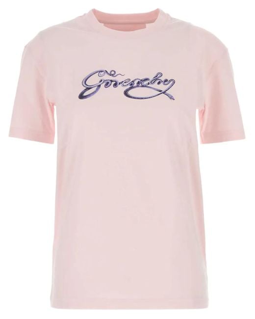 Givenchy Pink T-Shirt mit Logo-Stickerei