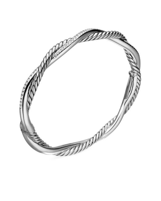 David Yurman White Sterling Petite Infinity Diamond Bracelet (4.4Mm)