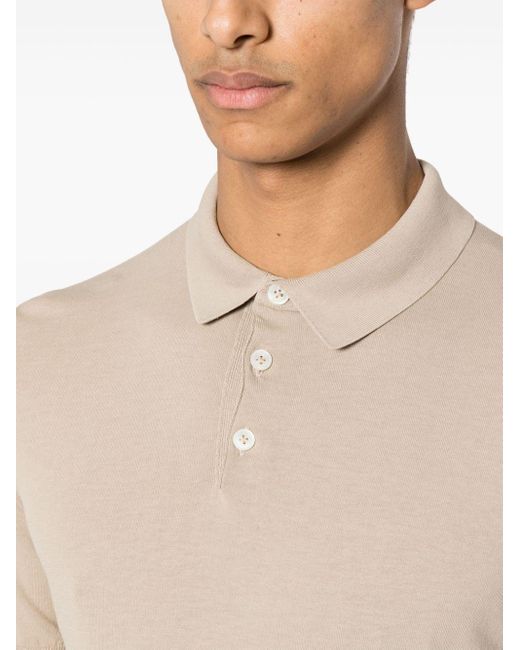 Eleventy Natural Fine-knit Polo Shirt for men