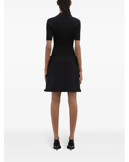 Courreges Black Buckled Wool Mini Skirt