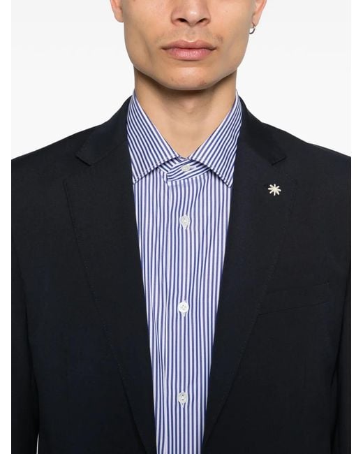 Manuel Ritz Blue Long-Sleeve Pocket Suit for men