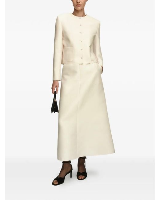 12 STOREEZ White Sofia Button-Fastening Jacket