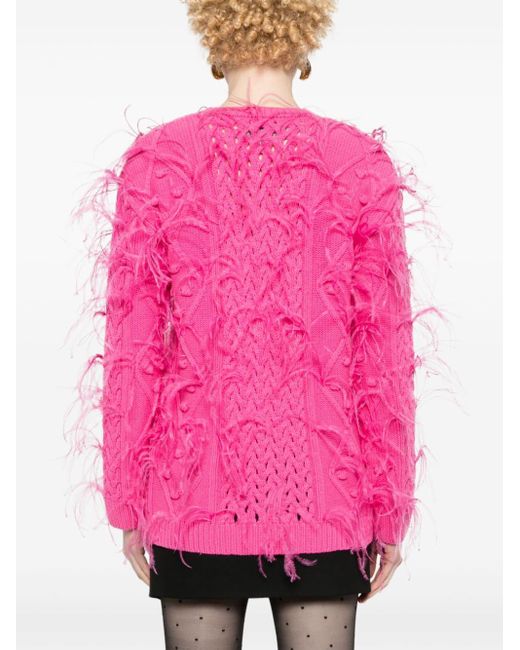 Valentino Garavani Pink Feather-detail Knitted Jumper
