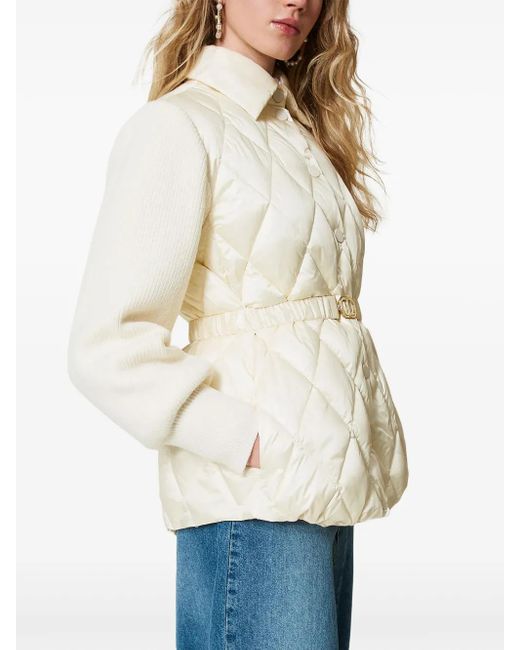 Twinset White Panelled Quilted Jacket