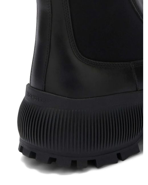 Jil Sander Black Slip-On Ankle Boots With Embossed Logo