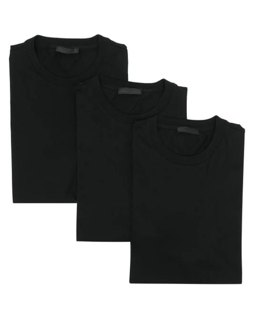 Prada Blue Slim-Fit Crew-Neck Cotton T-Shirts Pack Of Three Xxxl for men