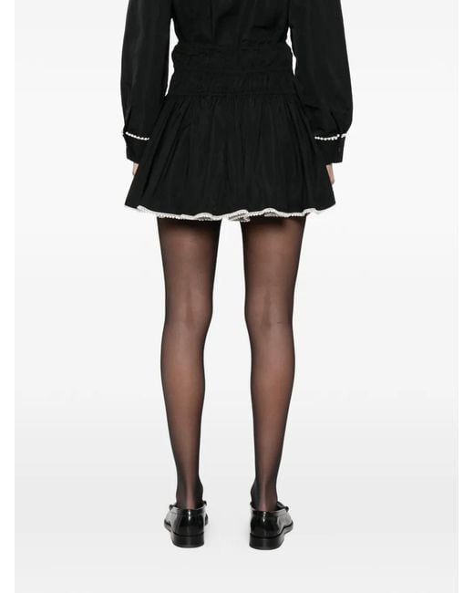Maje Black Beaded Taffeta Skirt