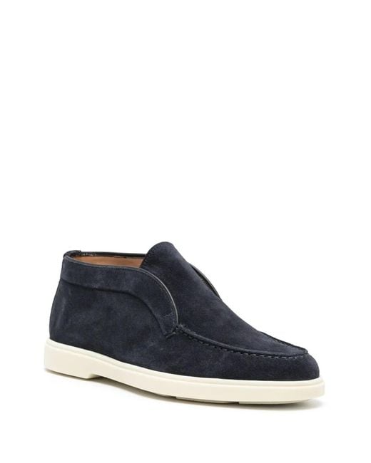 Santoni Blue Suede Flat Loafers