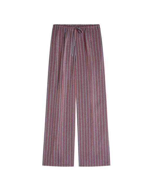 Dries Van Noten Purple Elasticated Striped Trousers