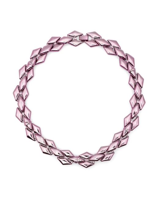 Patrizia Pepe Pink Metallic Chain-Link Necklace