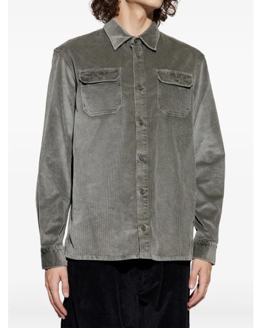 Paul & Shark Gray Corduroy Double-Pocket Shirt for men