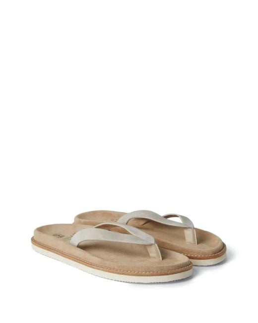 Brunello Cucinelli Natural Nubuck Flip Flops for men