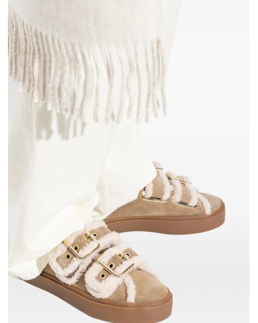 Inuikii Brown Shearling-Trim Buckle Trainers