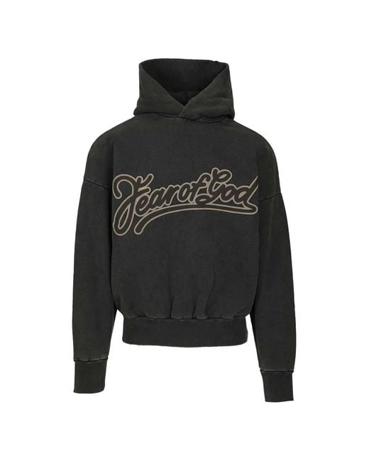 Fear Of God Black Logo-Print Hoodie for men