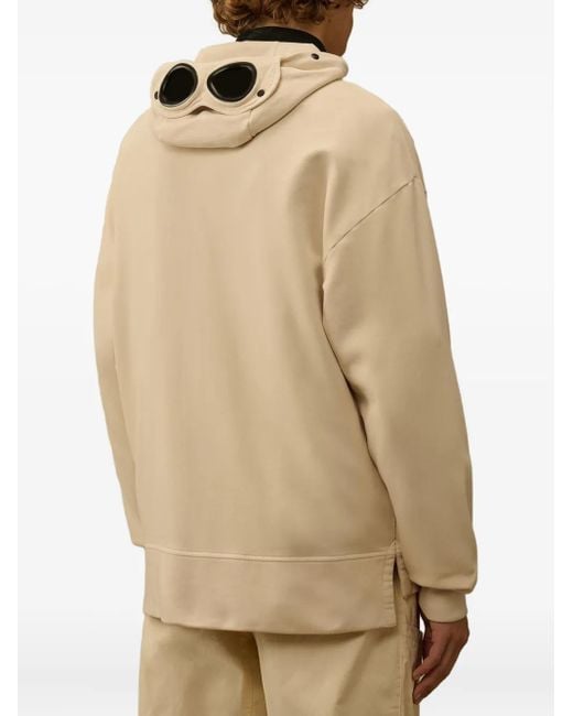 C P Company Natural Goggle-Detail Zip-Up Hoodie for men