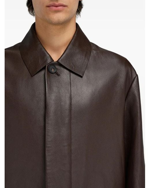Ferragamo Black Belted Deerskin Duster Coat for men