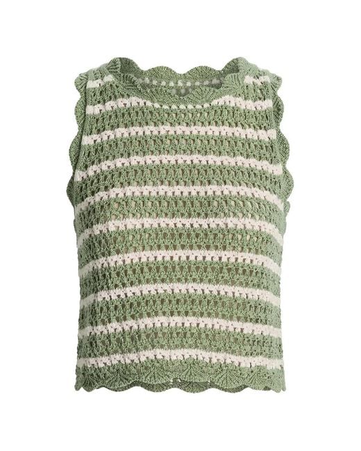Alice + Olivia Green Amity Crochet Tank Top
