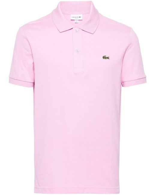 Lacoste Pink Logo-embroidered Cotton Polo Shirt for men