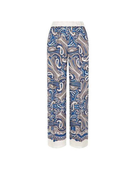 P.A.R.O.S.H. Blue Paisley-Print Trousers
