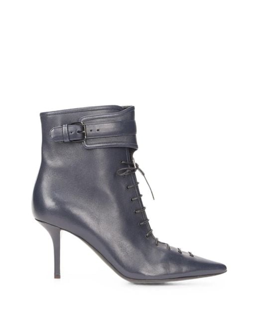 Philosophy Di Lorenzo Serafini Gray Lace-Up Buckle-Strap Ankle Boots