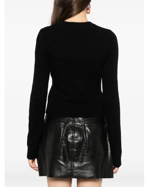 Cynthia Rowley Black Intarsia Cropped Jumper