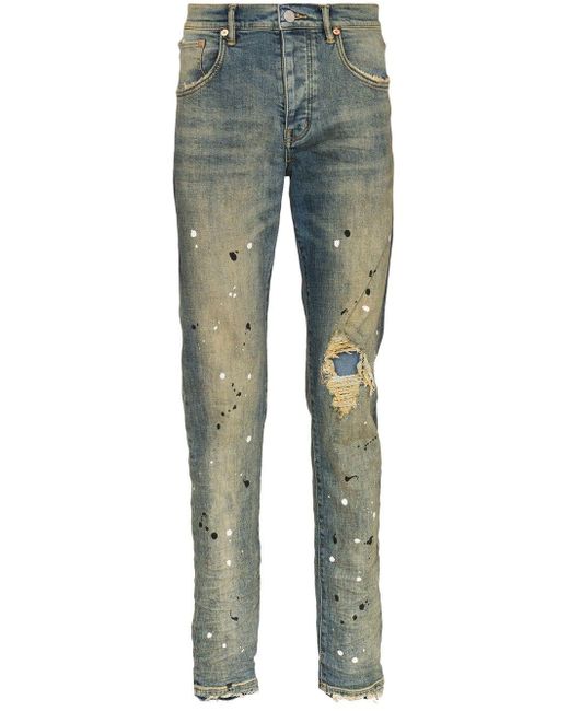 Purple Brand Paint Splatter Jeans in Blue for Men | Lyst
