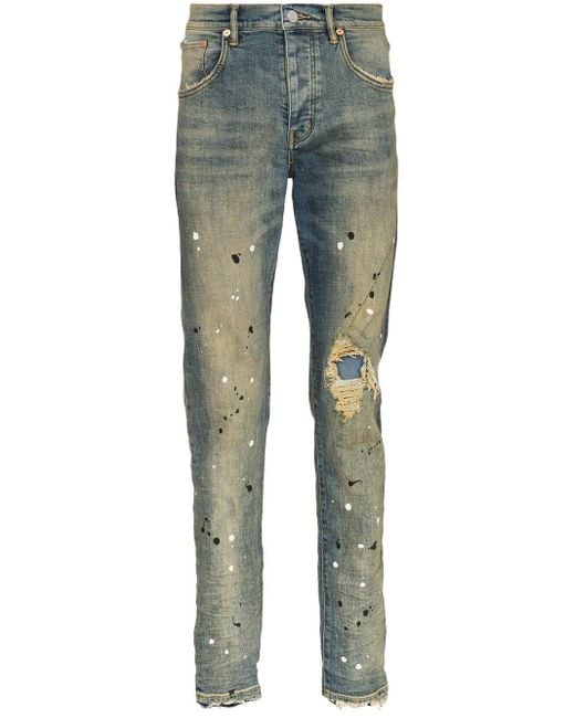 Purple Brand Paint Splatter Jeans in Blue for Men Lyst