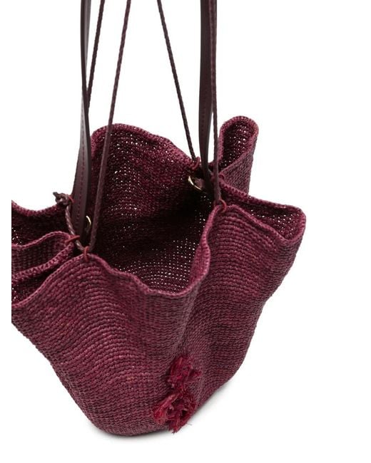 Ruslan Baginskiy Purple Woven-Raffia Hat And Bucket Bag