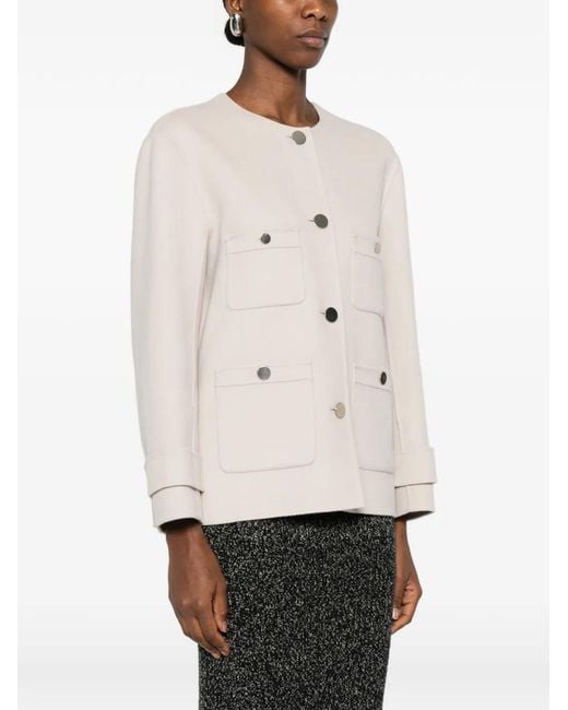 Max Mara White Pocket Button Jacket