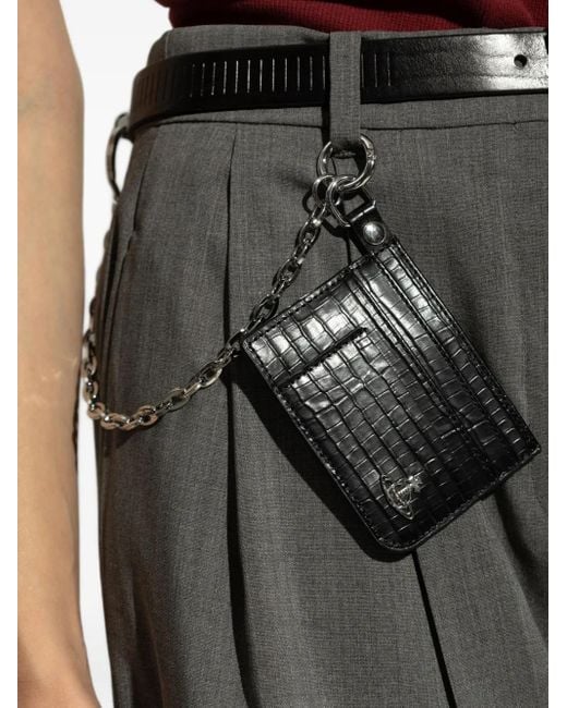 Vivienne Westwood Black Crocodile-Embossed Chain Card Holder