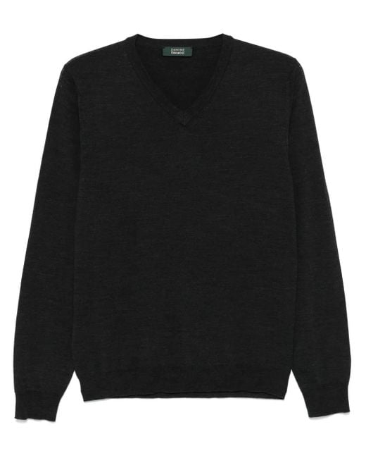 Zanone Black Fine-Knit Jumper for men