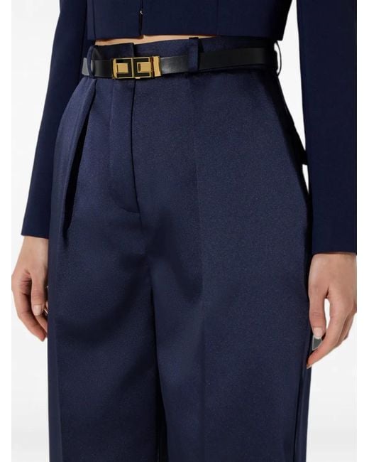 Elisabetta Franchi Blue Stretch Satin Trousers