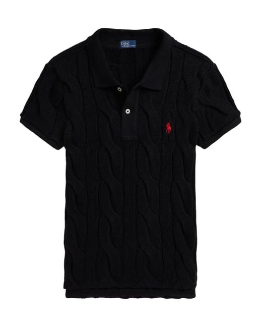 Polo Ralph Lauren Black Cable-Knit Polo Shirt