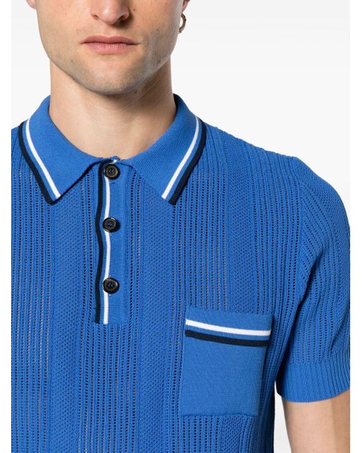 DSquared² Blue Crochet-knit Polo Shirt for men