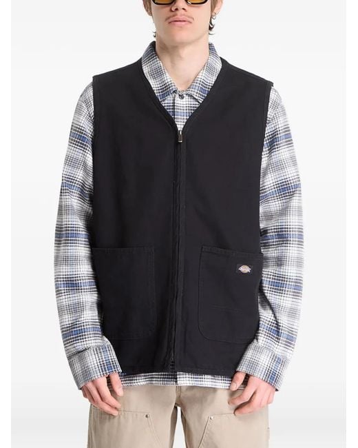 Dickies Black Canvas Logo-Patch Vest for men