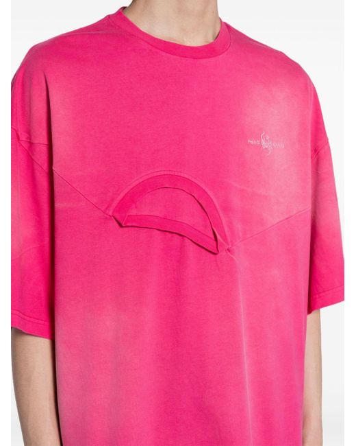 Camiseta deconstruida Feng Chen Wang de hombre de color Pink