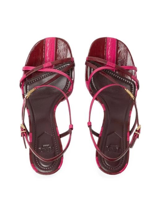 Fendi Pink Logo-Plaque Strappy Sandals