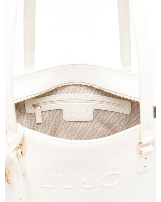 Liu Jo White Logo-Embossed Tote Bag