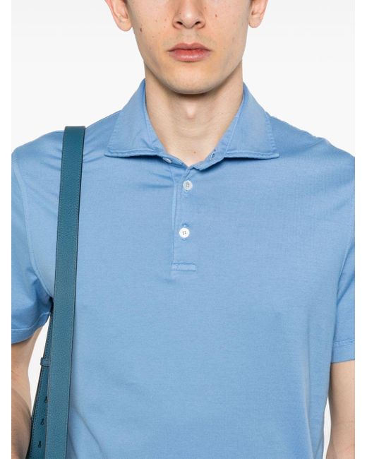 Fedeli Blue Zero Jersey Polo Shirt for men