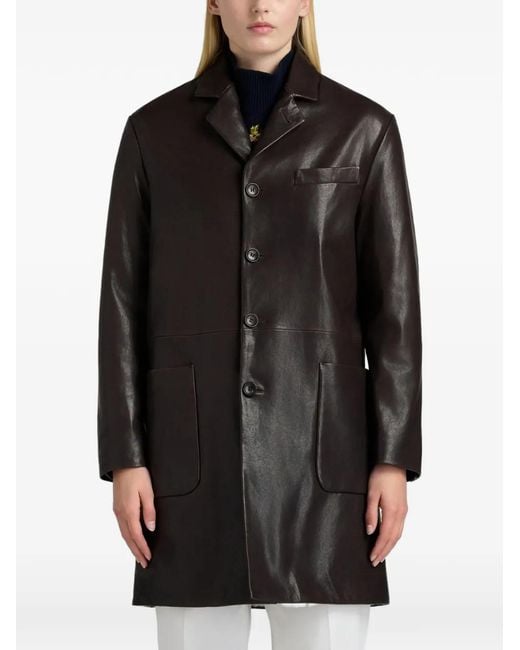Bally Black Patch-Pocket Leather Coat