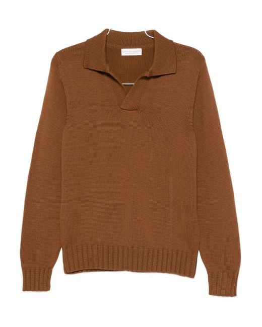 メンズ FILIPPO DE LAURENTIIS Polo-collar Wool Sweater Brown