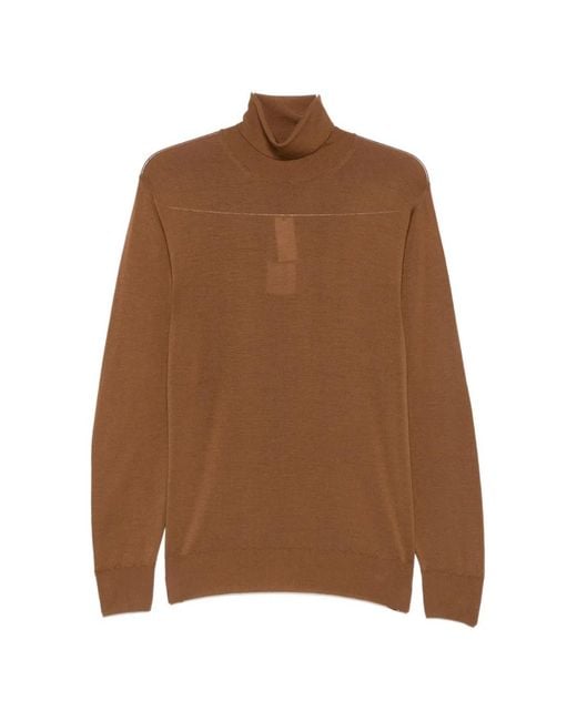 Canali Brown Roll-Neck Wool Sweater for men