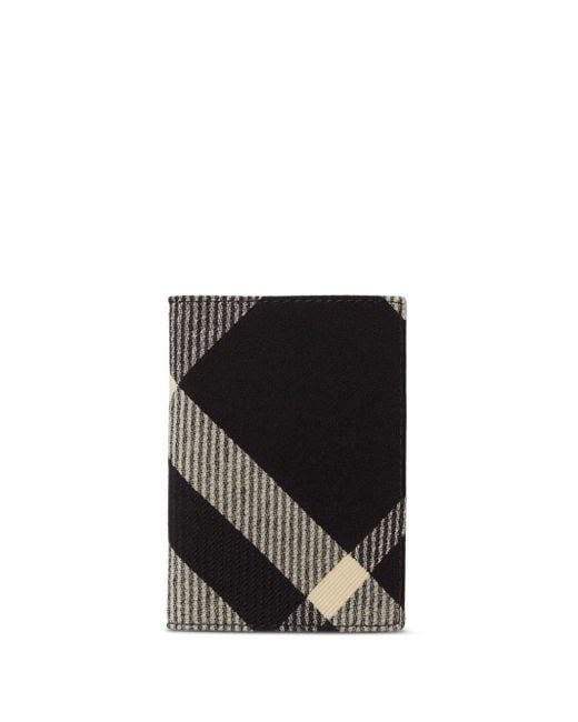Burberry Black Check Folding Card Case for men