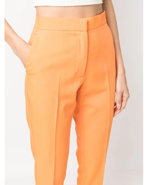 Twinset Orange High-Waisted Cigarette Trousers